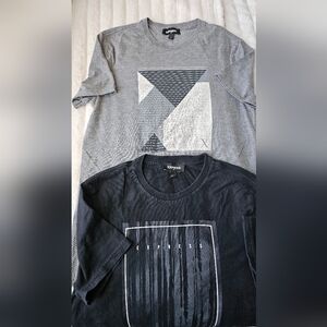 Set of 2 Express Men's Graphic Tees - Gray & Black